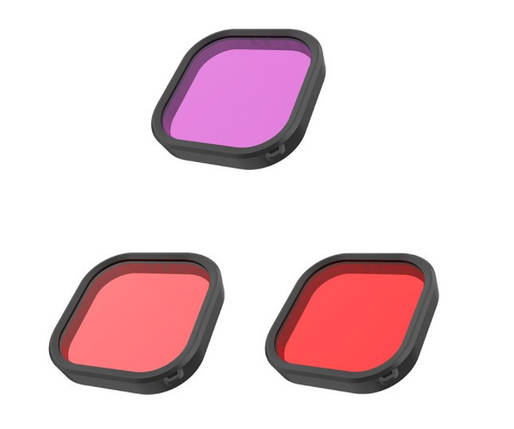 Фільтри підводних для GoPro 9/10/11 (червоний, фіолетовий, рожевий) набір фільтрів Telesin, фото 1
