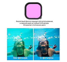 Фільтри підводних для GoPro 9/10/11 (червоний, фіолетовий, рожевий) набір фільтрів Telesin, фото 3