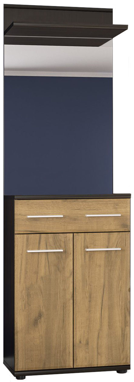 Тріо Комод 2Д1Ш + Дзеркало МЕБЛІ СЕРВІС Венге темний + Дуб крафт (60.2х32х202.9 см), фото 1