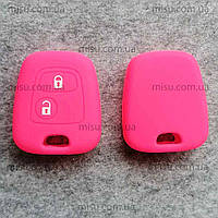 Чехол на ключ Citroen Peugeot 2 кнопки розовый