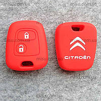 Чехол на ключ Citroen 2 кнопки красный