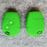Силиконовый чехол для ключа автомобилей марки Renault / Dacia Цвет зеленый 2 кнопки