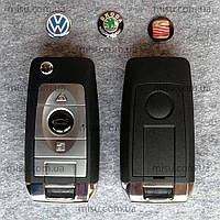 Корпус выкидного ключа Volkswagen Skoda Seat 3 кнопки, лезвие HU66 новый стиль v2