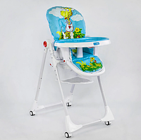 Детский складной регулируемый стульчик для кормления JOY K-61735 "Жираф" голубой