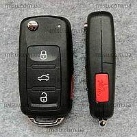 Ключ выкидной Volkswagen Skoda Seat 3 кнопки + PANIC лезвие HU66 v2