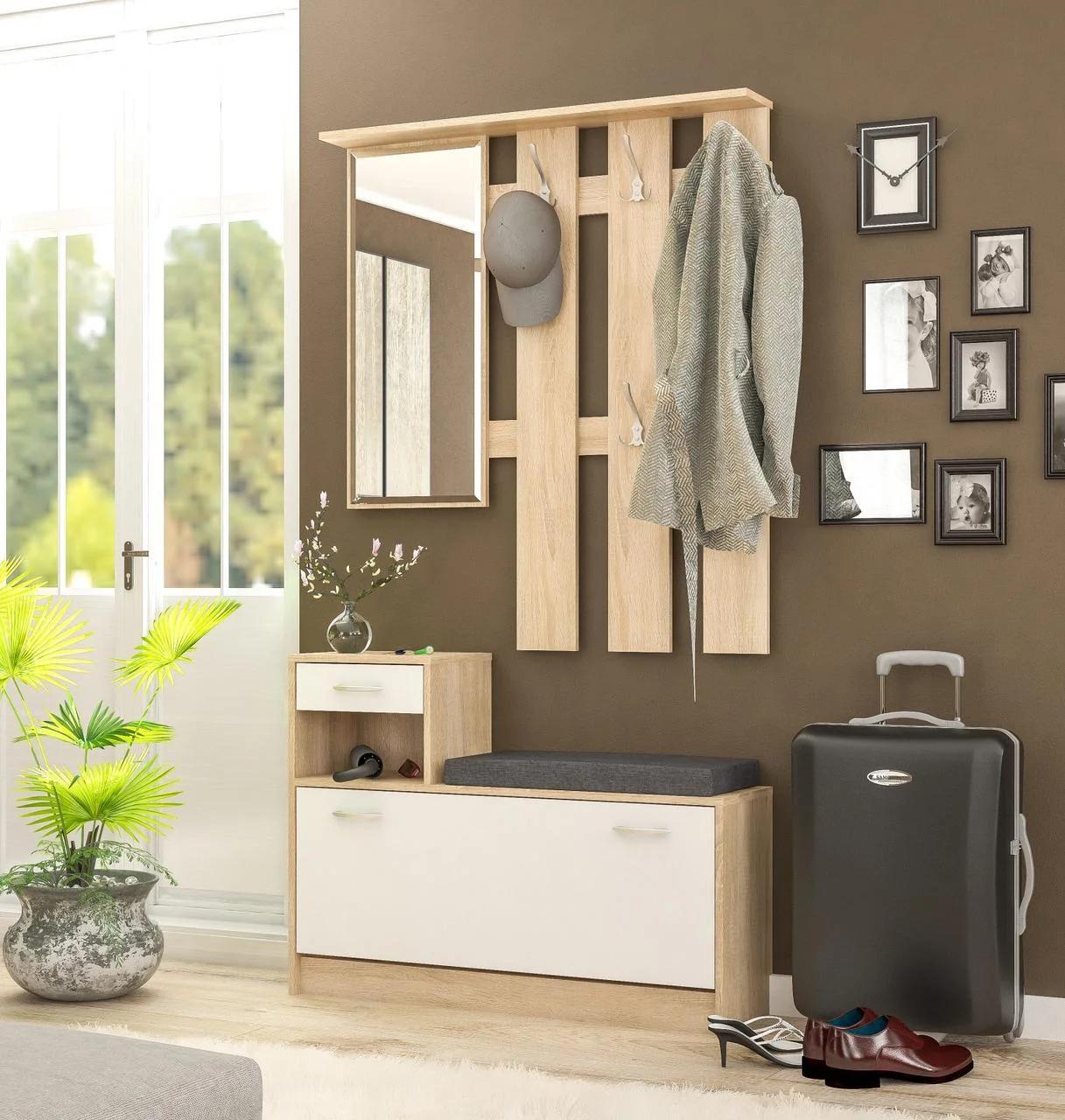 Передпокій Оріон з м'яким сидінням Меблі Сервіс дуб самоа + білий, фото 1