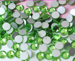 Стрази клейові (на клей) Premium PERIDOT SS10 Non-hot Fix 100 шт. Стрази холодної фіксації