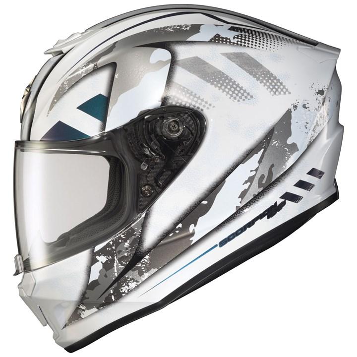 Мотошолом Scorpion EXO-r420 white/silver distiller