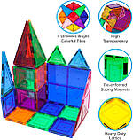Магнітний будівельний конструктор PicassoTiles 100 Piece Set Magnet Building Tiles Playmags PT100 Оригінал, фото 10