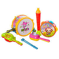 Музичні інструменти 3798-1, барабан, палички 2 шт., бубон, маракаси, дзидка