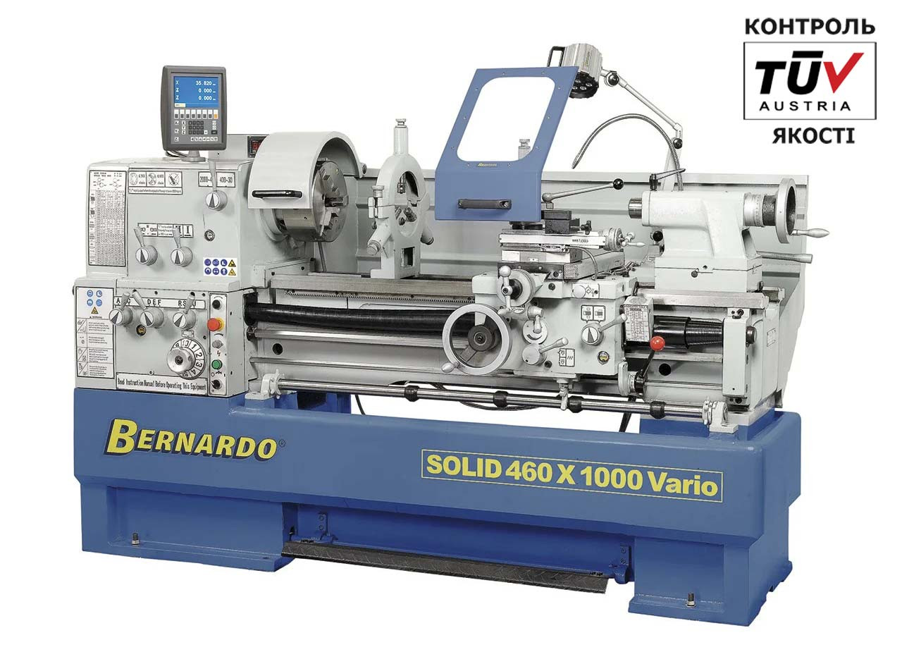 Solid 460 x 1000 PRO Vario ТОКАРНИЙ ВЕРСТАТ ПО МЕТАЛУ З БЕЗСТУПІНЧАТИМ РЕГУЛЮВАННЯМ ШВИДКОСТІ