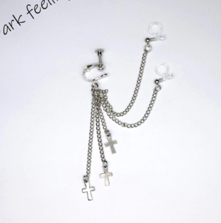 Модні обманки кліпси сережки хрестики — підвіски в стилі панк, з підвіскою у формі хрестиків 1 шт., фото 1