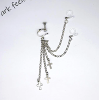 Модні обманки кліпси сережки хрестики — підвіски в стилі панк, з підвіскою у формі хрестиків 1 шт.