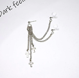 Модні обманки кліпси сережки хрестики — підвіски в стилі панк, з підвіскою у формі хрестиків 1 шт., фото 2