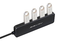 USB хаб ACASIS на 4 порти USB 3.0 з кабелем 120 см  Чорний
