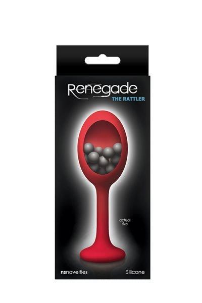 Червоний анальний затор з металевими кульками 11см на 3,5 см RENEGADE RATTLER RED
