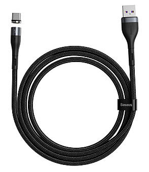 Магнітний кабель для зарядки телефона/ смартфона Baseus Zinc USB-Type-C 5 А 1 м Чорний (CATXC-NG1), фото 1