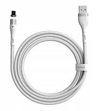 Магнітний кабель для зарядки телефона/ смартфона Baseus USB - Lightning 1 м 2.4 А Білий (CALXC-K02), фото 3