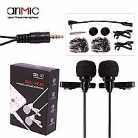 Двойной микрофон петличка Ulanzi AriMic Lapel Dual 1,5м (3.5mm) Android