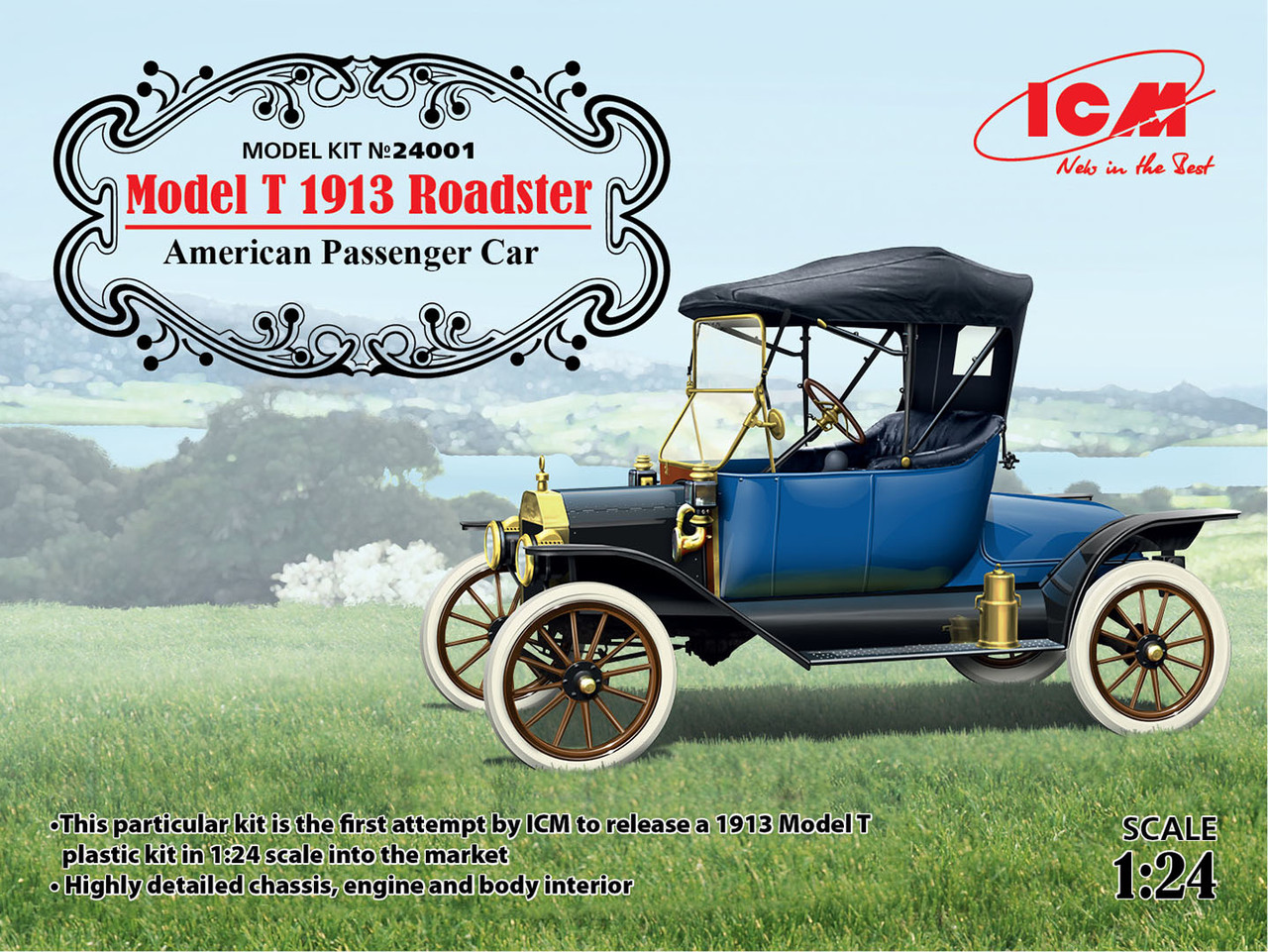 Пластикова модель 1/24 ICM 24001 американський легковий автомобіль Model T 1913 Roadster