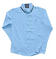 Рубашка детская школьная от 6 до 9 лет, с длинным рукавом, для мальчиков Голубой
