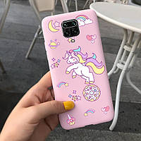 Чехол Style для Xiaomi Redmi Note 9 Pro Max силиконовый бампер Розовый Rainbow Unicorn