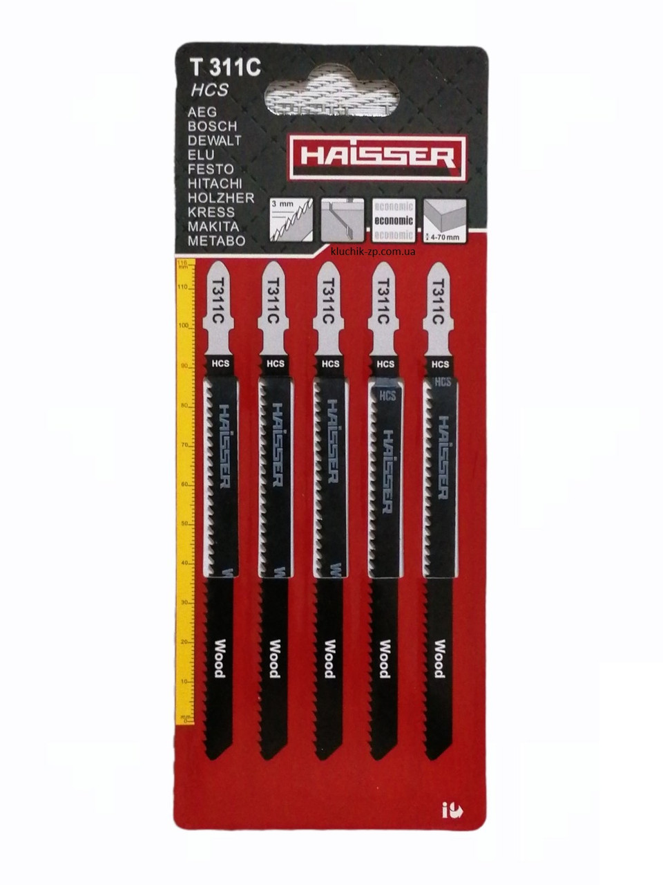 Пилка для електролобзика, зубчасте полотно Haisser, T311C, 126 мм, дерево, прямий рез 32345 (6111725)