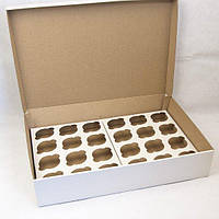 Коробка на 24 капкейка из гофрокартона Белая, 47,5 х 32,1 х 9,0 см