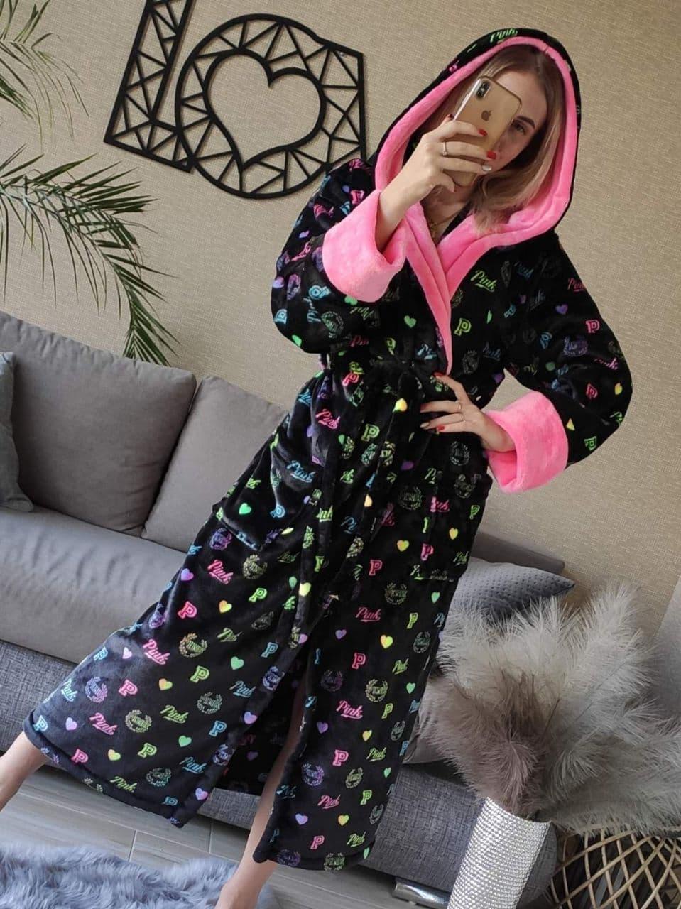Халат махровий довгий чорний