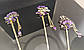 Стильна китайська паличка для волосся прикрашені фіолетовими камінням золотиста, фото 9