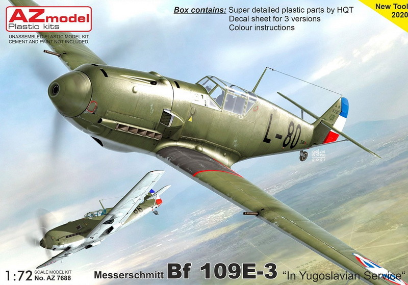 Пластикова модель 1/72 AZ model 7688 німецький винищувач Messerschmitt Bf 109E-3 „In Yugoslavian service“