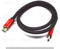 05-07-202. Шнур HDMI (штекер - штекер), version 2.0, AtCom, в блистере, Red/Gold, 1м