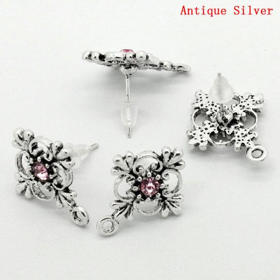 Основа для сережок Finding Гвоздик rвітка з петлею для підвішування Античне срібло 19 мм x 14 мм Ціна за 1 штуку, фото 1
