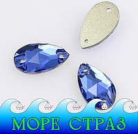 Пришивные стразы капля Sapphire 22х13мм ювелирное стекло сапфир премиум синие Premium