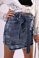 Стильная женская джинсовая юбка с поясом,Турция,см.замеры в ПОЛНОМ ОПИСАНИИ товара