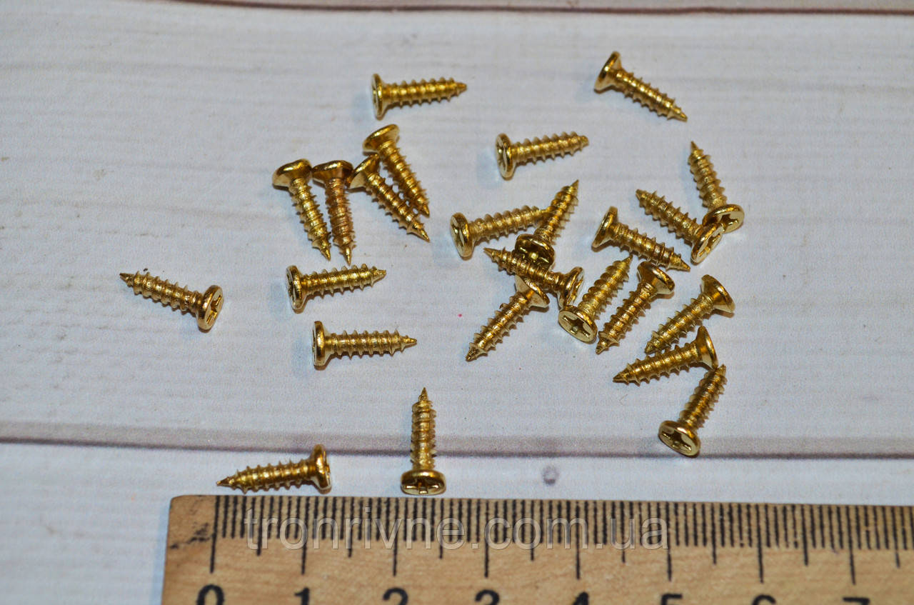 Шурупи 2.5 мм х 12 мм (в уп. 100 г). Цвет - золото, фото 1