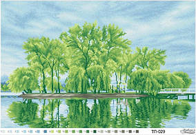 Весняний острівок посеред ставу ТП-029 Барвиста Вишиванка Заготовка для вишивання бісером картина 60x40см