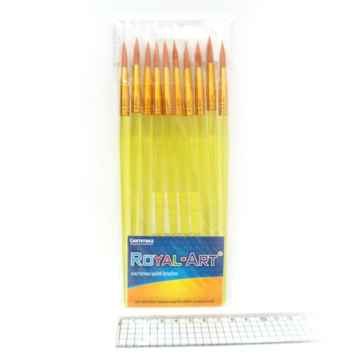 Кисть нейлон кругла 19см, №10, пластикова ручка, 10шт. в уп., 7620RA