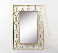 Декоративне  прямокутне красиве дзеркало Арт деко золоте металеве в передпокій