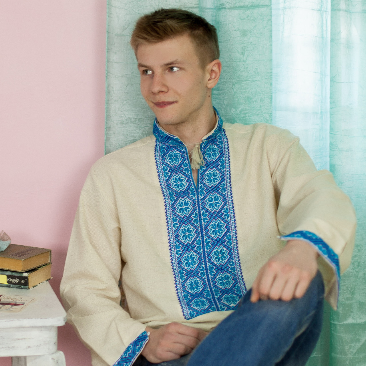 Чоловіча вишиванка льон ручна робота