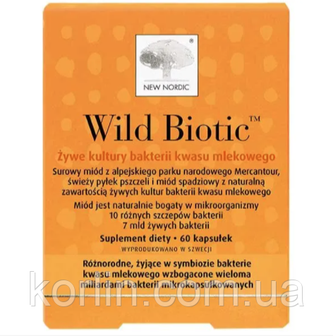 New Nordic Wild Biotic Біодобавка Засіб Пробіотик Для покращення травлення 60 капсул Доставка з ЄС