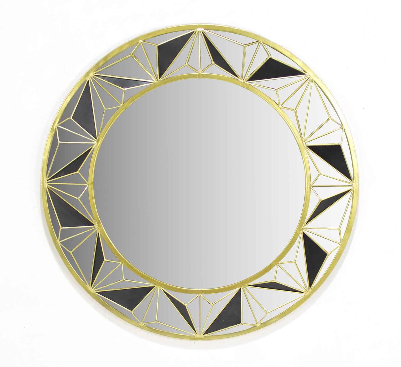 Стильне кругле красиве дзеркало золоте металеве у вітальню