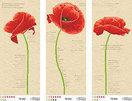 Триптих червоні маки ТК-054 Барвиста Вишиванка Заготовка для вишивки картини 72x58см