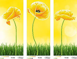 Триптих сонячні маки ТК-056 Барвиста Вишиванка Заготовка для вишивки картини 72x58см