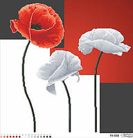 Червоно-сірі маки ТК-058 Барвиста Вишиванка Заготовка для вишивки картини 58x58см