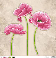 Тендітні рожеві маки ТК-063 Барвиста Вишиванка Заготовка для вишивки картини 58x58см