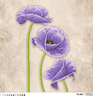 Тендітні бузкові маки ТК-064 Барвиста Вишиванка Заготовка для вишивки картини 58x58см