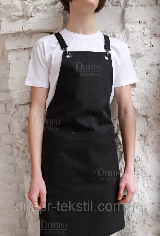 Черный нагрудный поварской фартук. Униформа для поваров - фото 2 - id-p1439549826