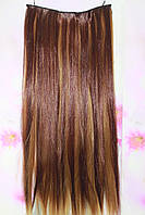 Волосы искусственные 60 см термоволокно на заколках одна лента шоколад с темным песком и натуральный блонд