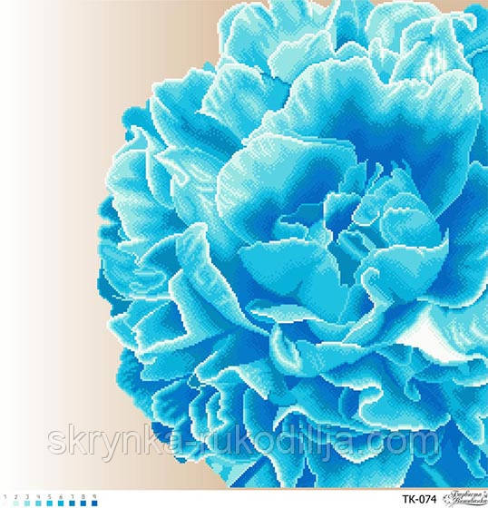 Схема Розкішна бірюзова півонія ТК074 на тканині для вишивання картина (Барвиста Вишиванка)